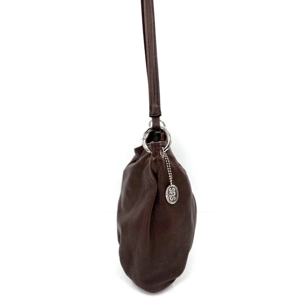 SAS Brown Leather Shoulder Bag Made In USA Soft Pebbled Leather Handbag - Picture 8 of 13